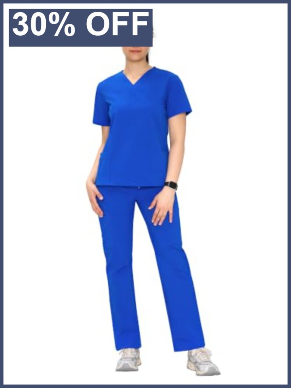 Women's Scrub Set V-Neck Top Straight Leg Pants 10 Pockets
